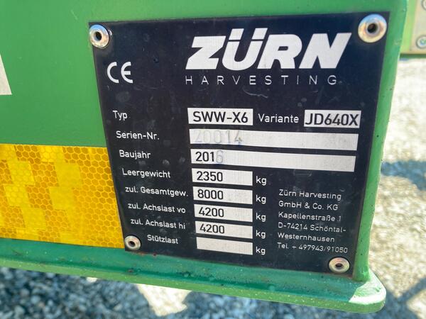 Podvozek Zürn pod žací lištu 640X 12,20m 2160330