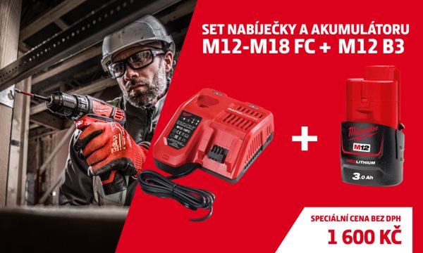 Set nabíječky a akumulátoru M12-M18 FC + M12 B3