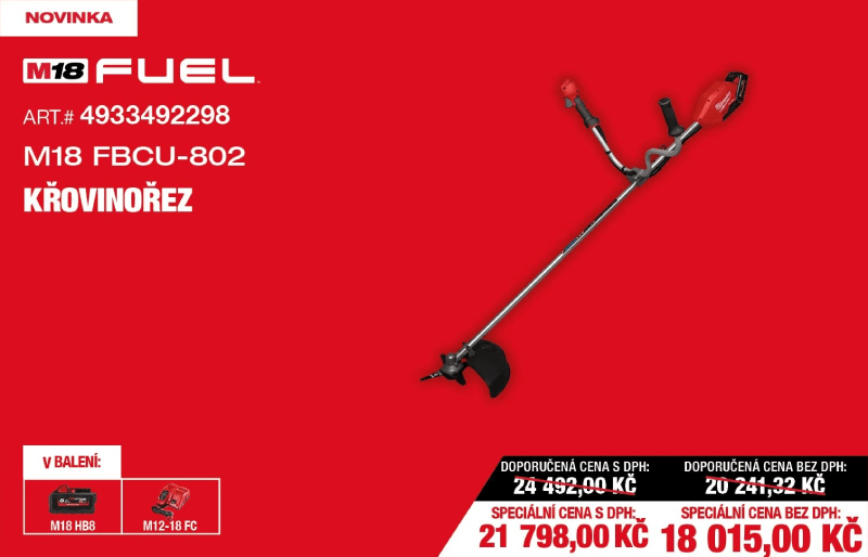 Křovinořez M18 Fuel FBCU-802 za skvělou cenu 18 015 Kč bez DPH